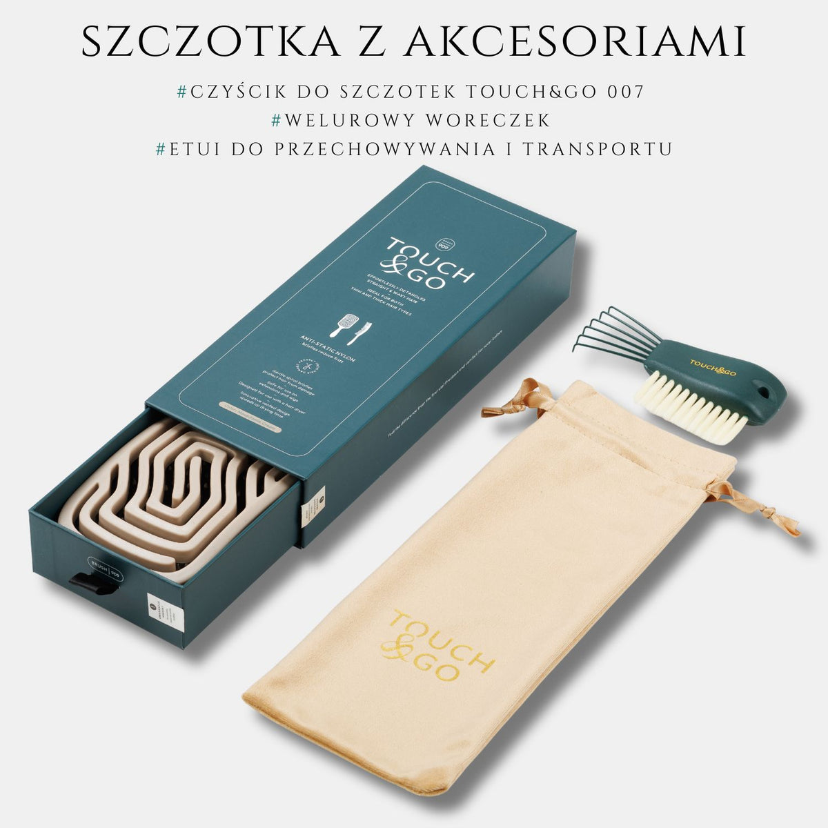 Szczotka do włosów Touch&Go 909 - kremowa