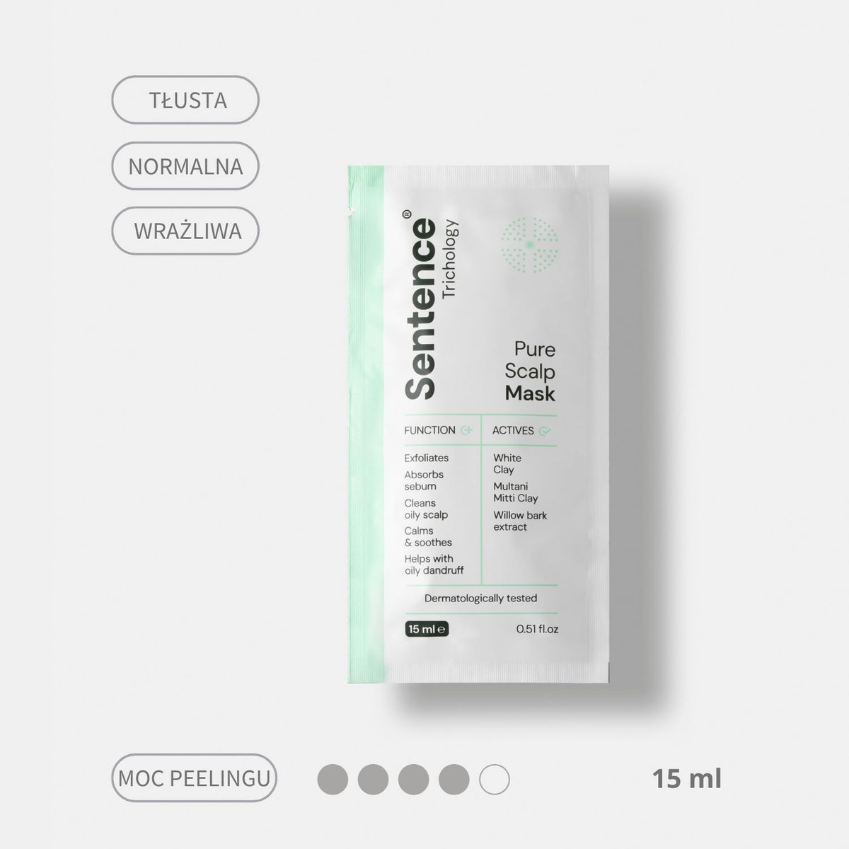 Maska peelingująca do skóry głowy z glinką Sentence Trichology - Saszetka 15ml