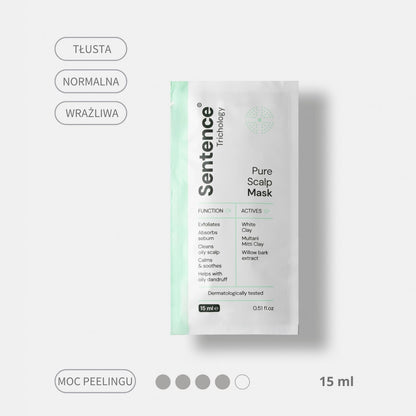 Maska peelingująca do skóry głowy z glinką Sentence Trichology - Saszetka 15ml