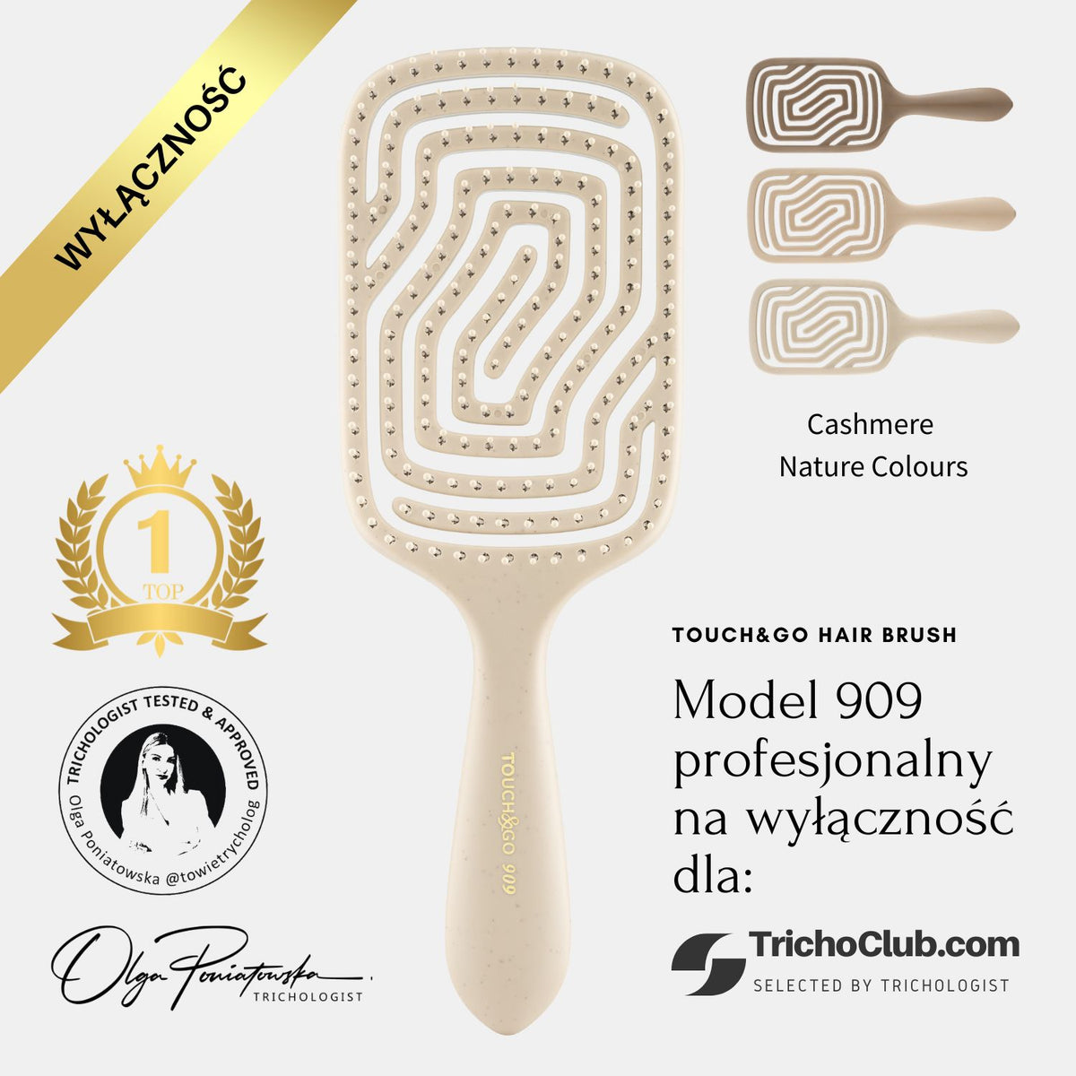 Szczotka do włosów Touch&amp;Go 909 - kremowa (sama szczotka)