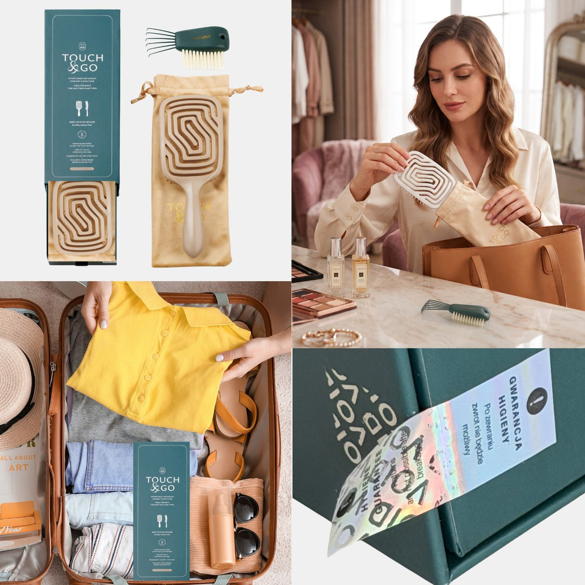 Szczotka do włosów Touch&amp;Go 909 - beżowa